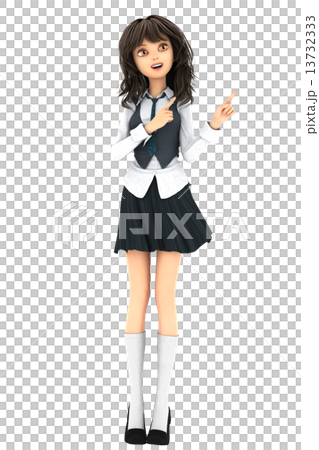 Girls student 3DCG illustration material 13732333
