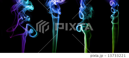 Set of abstract colored smoke 13733221