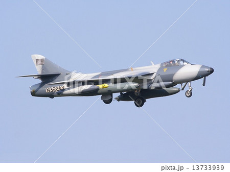 青空を背景に飛行する元イギリス空軍ハンター戦闘機 13733939