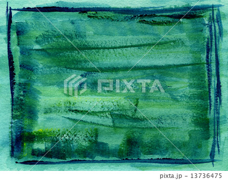 グリーン色の抽象的な手描き絵画フレーム 13736475
