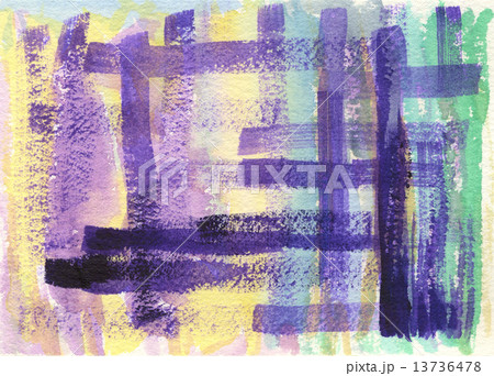バイオレット色と黄色と青色の抽象的な手描き 13736478