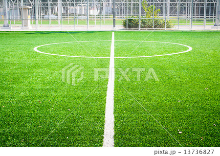 soccer field with green grass in stadium soccer field with green grass in stadium 13736827