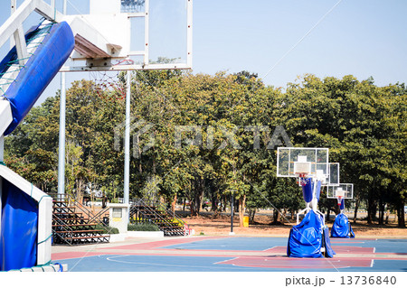 Outdoor basketball Stadium with blue sky Outdoor basketball Stadium with blue sky 13736840