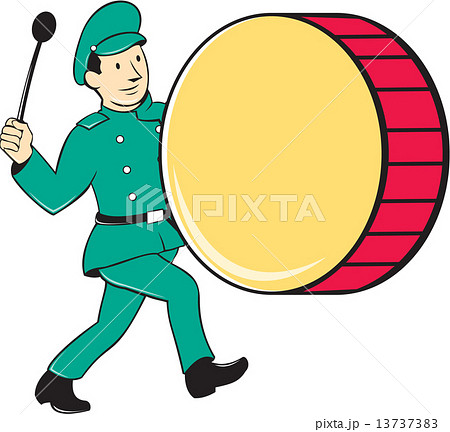 Marching Band Drummer Beating Drum 13737383