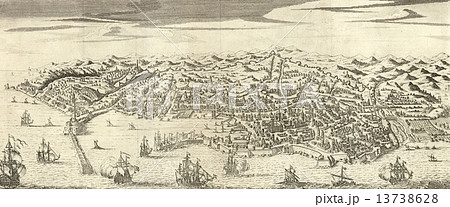 18世紀古地図 ジェノバ のイラスト素材