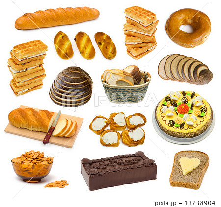 Set of bread and cakes 13738904