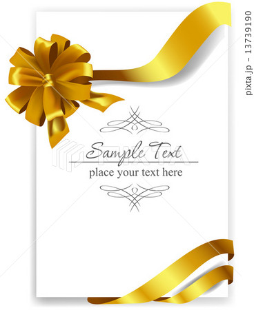 Gold gift bow with ribbons. Gold gift bow with ribbons. 13739190