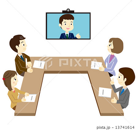 ビジネスチーム テレビ会議のイラスト素材 13741614 Pixta