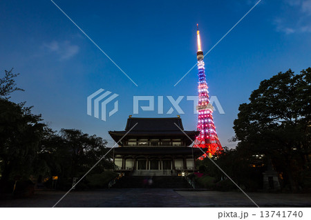 増上寺と星条旗カラーの東京タワー 13741740