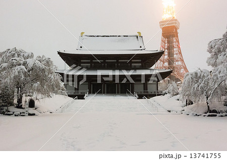 雪化粧の増上寺大殿 13741755