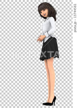 挨拶する可愛い女性 3DCGイラスト素材 挨拶する可愛い女性 3DCGイラスト素材 13744581