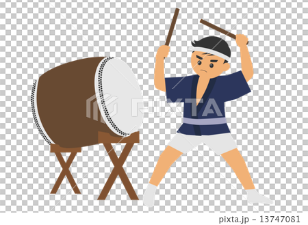 太鼓を叩く男性 のイラスト素材