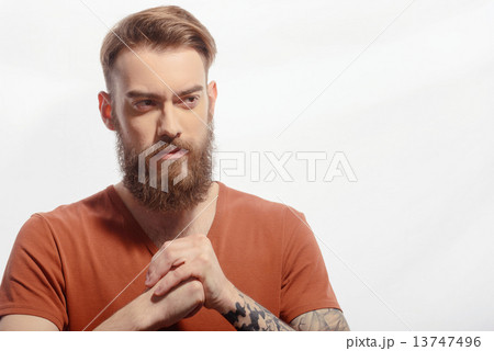 Handsome bearded man getting furious 13747496