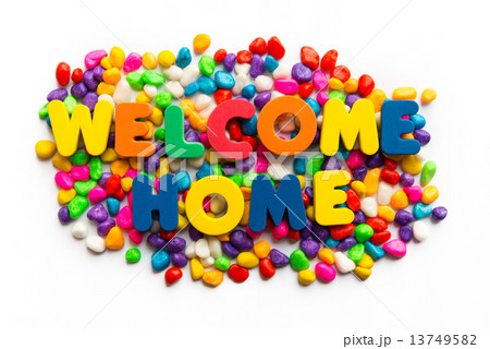 welcome home word in colorful stone 13749582