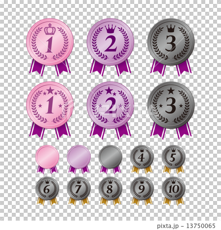 ランキングメダル ピンク パープル ブラックのイラスト素材