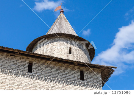 Stone tower of old fortress. Kremlin of Pskov 13751096