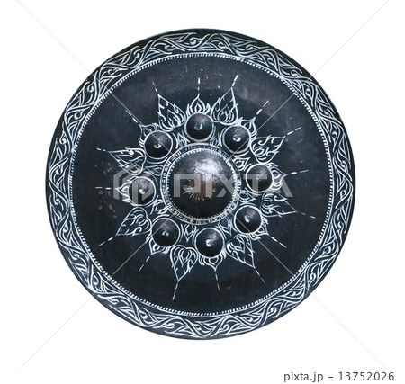 Thai traditional oriental gong on white background 13752026