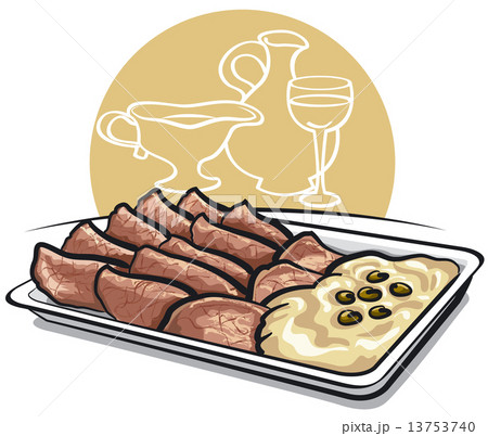 sliced veal with sauce 13753740