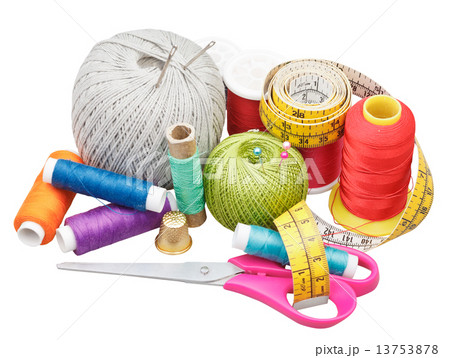 kit of sewing objects isolated on white kit of sewing objects isolated on white 13753878