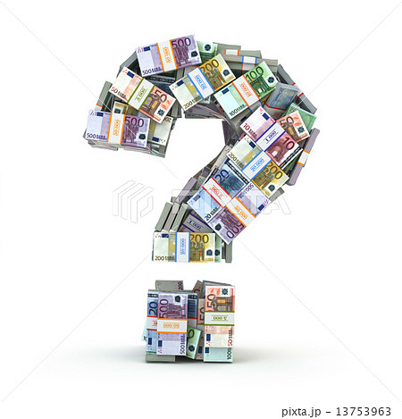 Question sign from packs of euro isolated on white. Question sign from packs of euro isolated on white. 13753963
