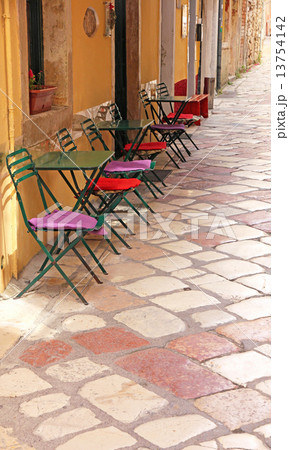 Greece. Corfu island. Corfu town. An open-air cafe 13754142