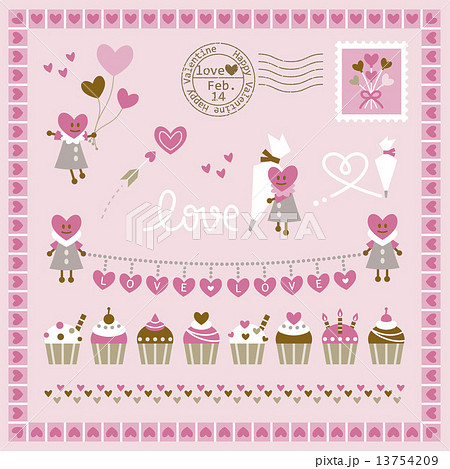 Set of hearts and sweets design 13754209
