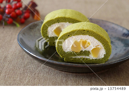 抹茶ロールケーキ 抹茶ロールケーキ 13754489