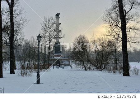 Winter  landscape with Chesme Column   in Pushkin, 13754578