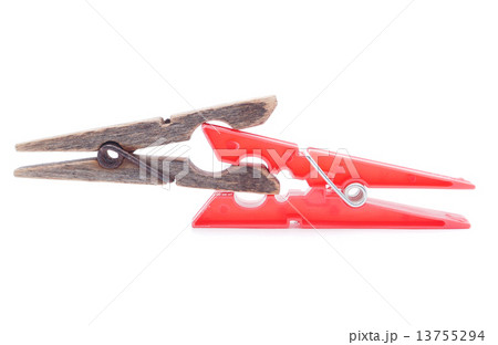 clothespins on a white background 13755294