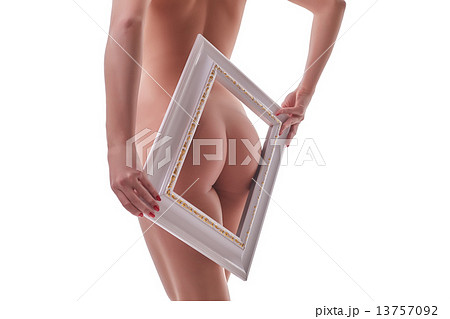 Rear view of slim naked girl framed her ass 13757092