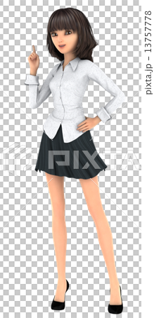 ワンポイントする可愛い女性 3DCGイラスト素材 ワンポイントする可愛い女性 3DCGイラスト素材 13757778
