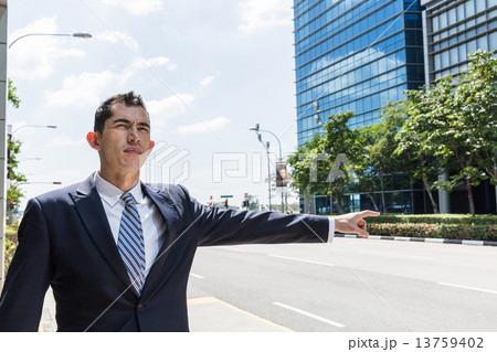 Business Man hailing cab 13759402