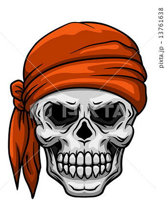 Skull In Orange Bandanaのイラスト素材