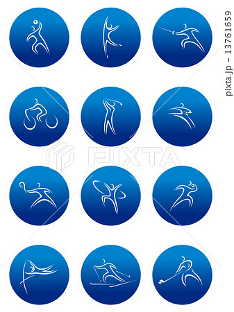 Blue round sporting icons 13761659
