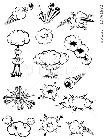 Cartoon black and white explosions 13761682