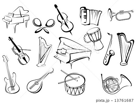 Musical instruments icons in sketch style 13761687