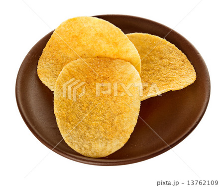 Potato chips bowl isolated on white Potato chips bowl isolated on white 13762109
