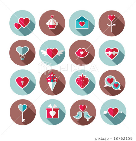 Set of flat valentines day icons. 13762159