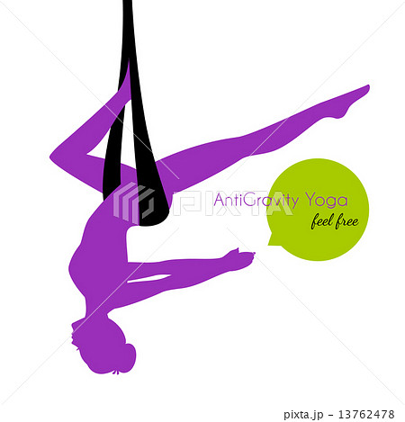 Anti-gravity yoga poses woman silhouette 13762478