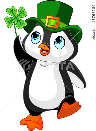Penguin celebrates Saint Patrick Day 13762586