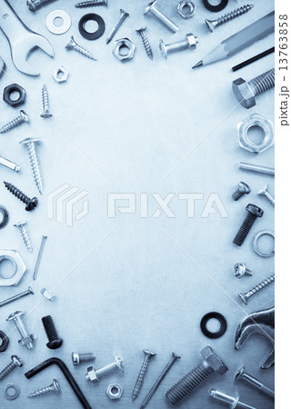 hardware tools at metal background hardware tools at metal background 13763858