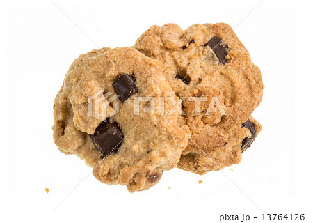 Chocolate chips cookies isolated on white 13764126