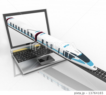 Train coming out of a laptop Train coming out of a laptop 13764165