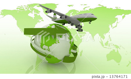 Passenger jet airplane travels around the world 13764171