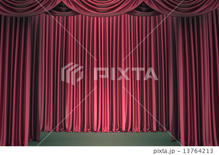 Red closed the curtain, lit by a spotlight Red closed the curtain, lit by a spotlight 13764213