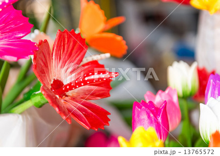 Close up of artificial flowers. Close up of artificial flowers. 13765572
