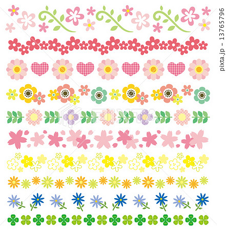 花の罫線 13765796