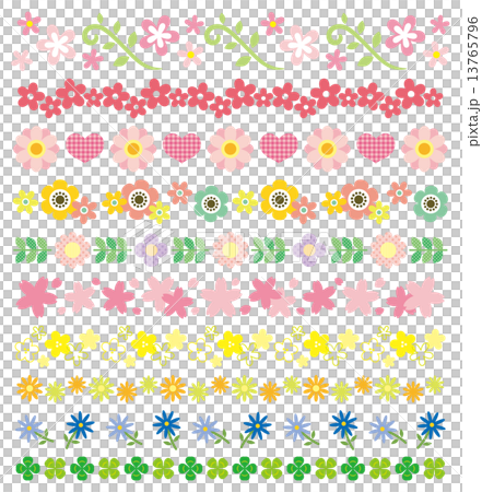 花の罫線 13765796