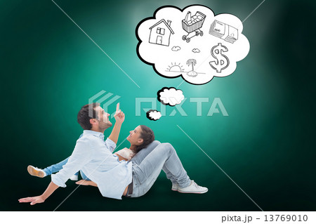 Composite image of attractive young couple lying down Composite image of attractive young couple lying down 13769010