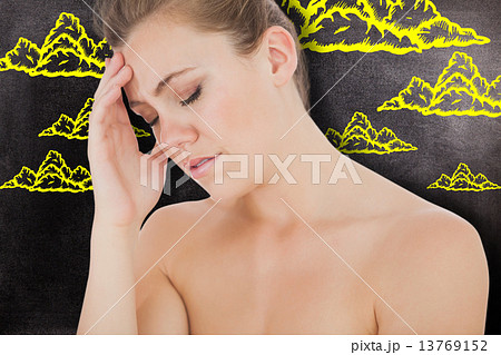 Composite image of woman with headache 13769152